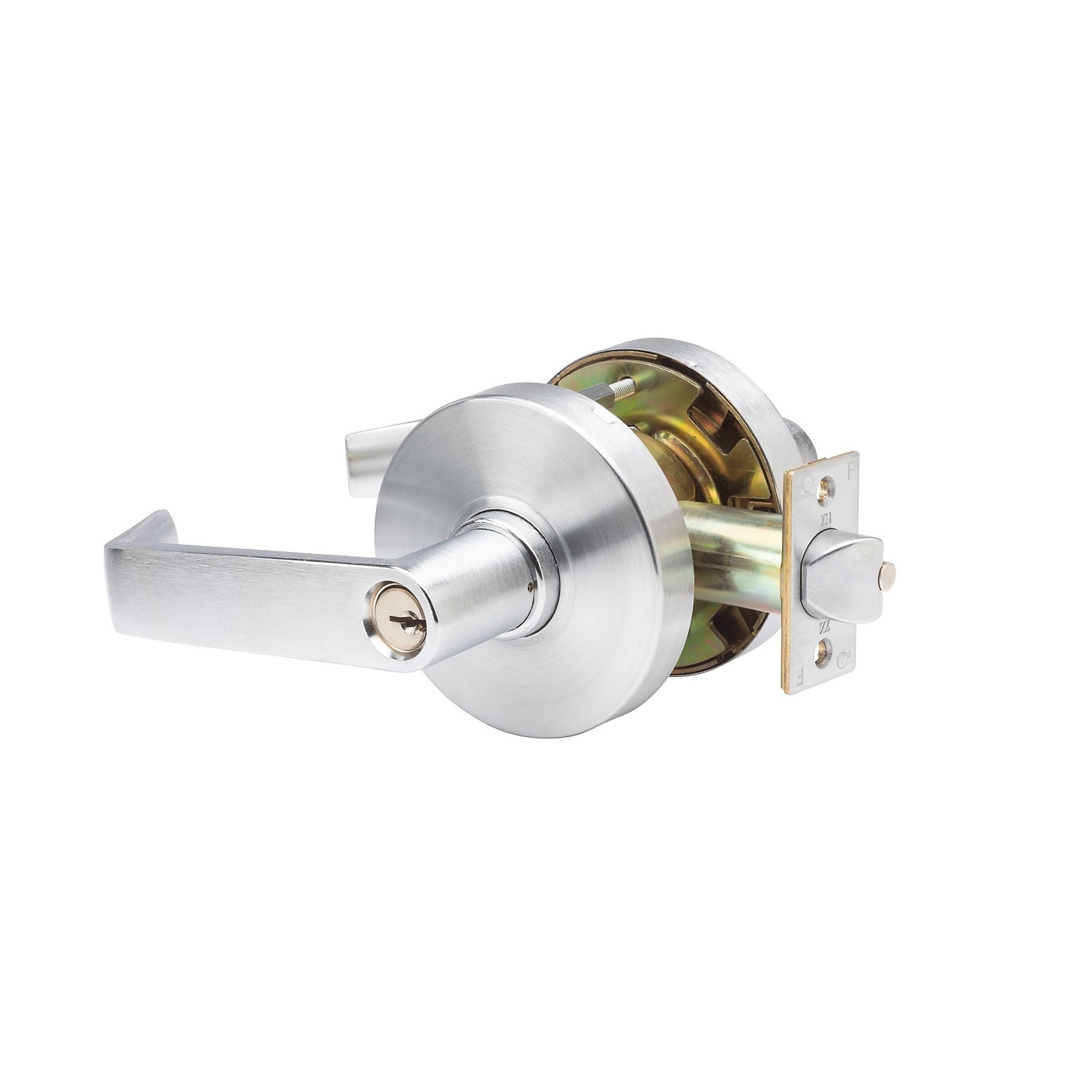 Trans Atlantic Heavy-Duty Commercial Cylindrical Entry Door Lever with Lock — Brushed Chrome, ADA Compliant, Grade 1, Model# DL-LHV53-US26D